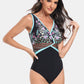 Printed Surplice Wide Strap One-Piece Swimwear