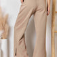 RISEN Wide Waistband Slit Wide Leg Pants