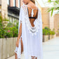 Tassel Cutout Half Sleeve Cover-Up