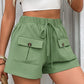 Tied Elastic Waist Shorts with Pockets