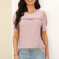 Eyelet Round Neck Short Sleeve T-Shirt