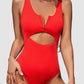 Cutout Notched Wide Strap One-Piece Swimwear