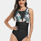 Cutout Printed Round Neck One-Piece Swimwear