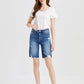 Super High Rise Denim Bermuda Shorts - BAYEAS