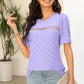 Eyelet Round Neck Short Sleeve T-Shirt