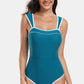 Contrast Trim Wide Strap One-Piece Swimwear