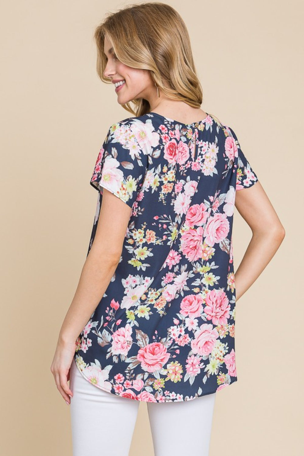 Floral Round Neck Short Sleeve T-Shirt