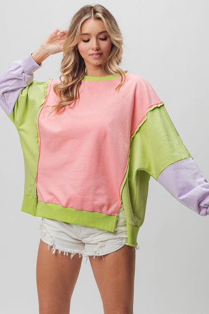 Washed Color Block Sweatshirt