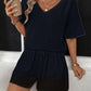 V-Neck Half Sleeve Top and Shorts Set