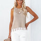 Cutout Tassel Round Neck Tank