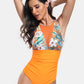 Cutout Printed Round Neck One-Piece Swimwear