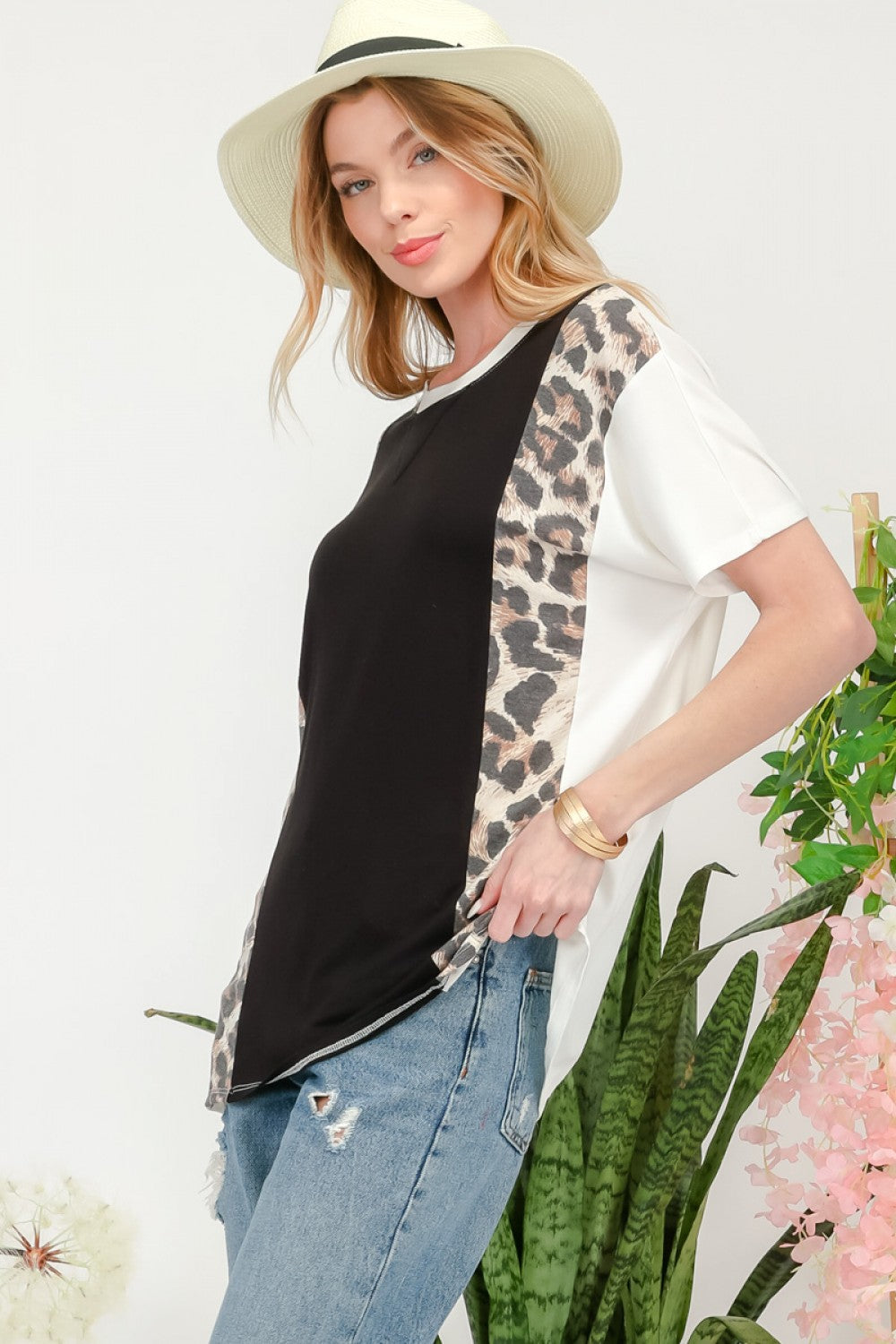 Leopard Color Block T-Shirt