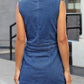 Button Up V-Neck Sleeveless Denim Dress