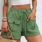 Tied Elastic Waist Shorts with Pockets