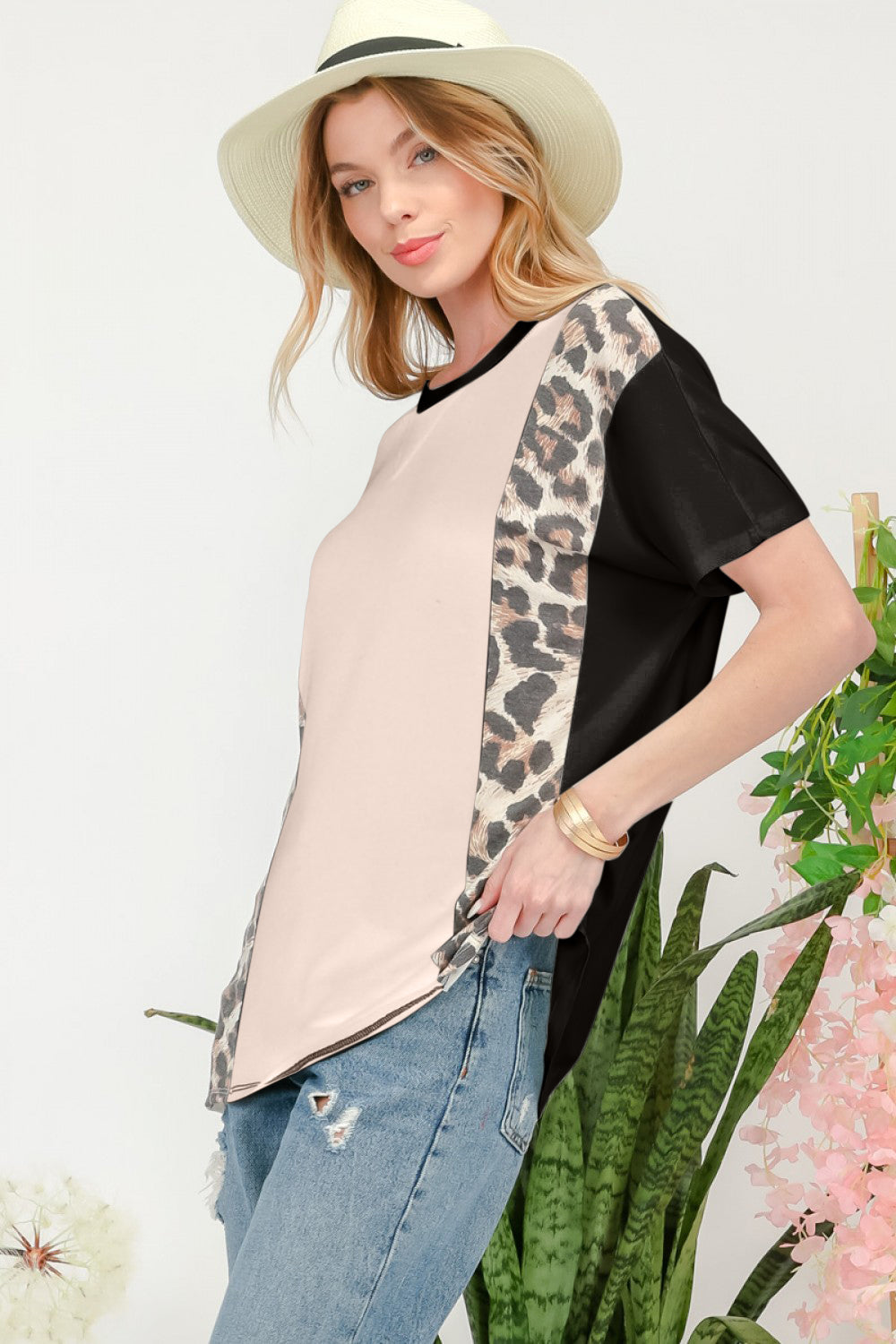 Leopard Color Block T-Shirt