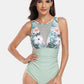 Cutout Printed Round Neck One-Piece Swimwear