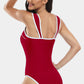 Contrast Trim Wide Strap One-Piece Swimwear