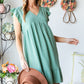 Short Sleeve V Neck Ruffled Hem Dress