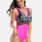 Printed Surplice Wide Strap One-Piece Swimwear