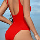 Cutout Notched Wide Strap One-Piece Swimwear