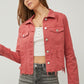 RISEN Raw Hem Button Up Cropped Denim Jacket