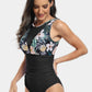 Cutout Printed Round Neck One-Piece Swimwear