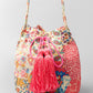 Drawstring Tassel Geometric Shoulder Bag