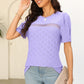 Eyelet Round Neck Short Sleeve T-Shirt