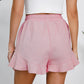 Drawstring Ruffle Hem Shorts