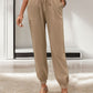 Tied Elastic Waist Pants with Pockets