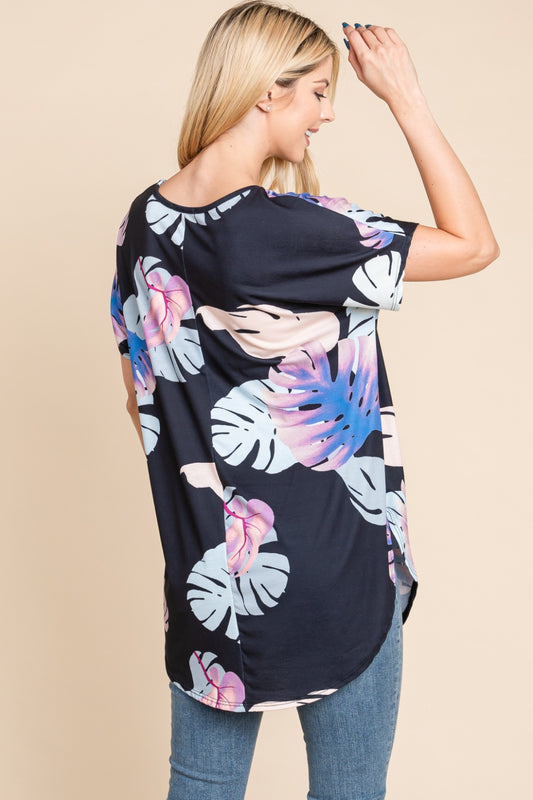 Printed Round Neck Short Sleeve T-Shirt