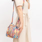 Drawstring Tassel Geometric Shoulder Bag