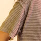 Waffle-Knit Notched Half Sleeve T-Shirt