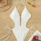 Textured Cutout Tied One-Piece Swimwear