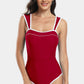 Contrast Trim Wide Strap One-Piece Swimwear