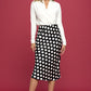 RENEE C Polka Dot Satin Midi Skirt