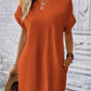 Pocketed Round Neck Short Sleeve Dress