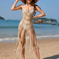 Fringe Openwork Spaghetti Strap Cover-Up