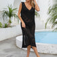 Openwork Slit V-Neck Sleeveless Cover Up