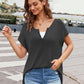 Notched Short Sleeve Knit Top