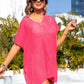 Slit V-Neck Short Sleeve Cover Up