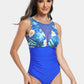 Cutout Printed Round Neck One-Piece Swimwear