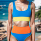 Contrast Wide Strap Two-Piece Swim Set