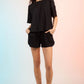 Textured Round Neck Top and Shorts Set