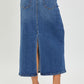 RISEN High Rise Back Slit Denim Skirt