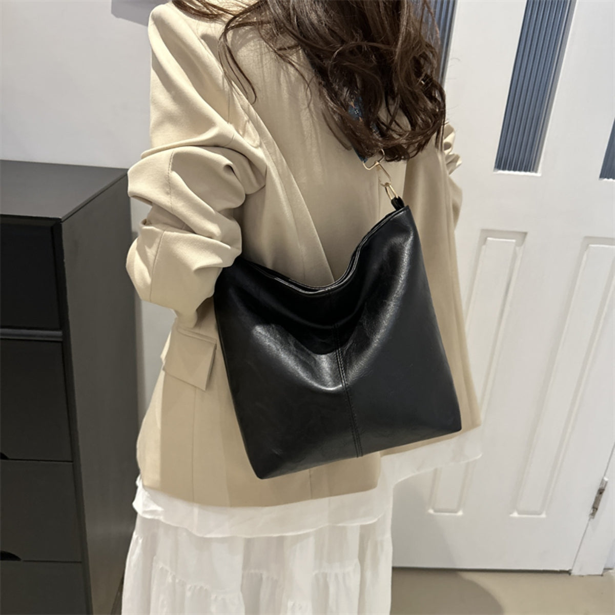 Faux Leather Adjustable Strap Shoulder Bag