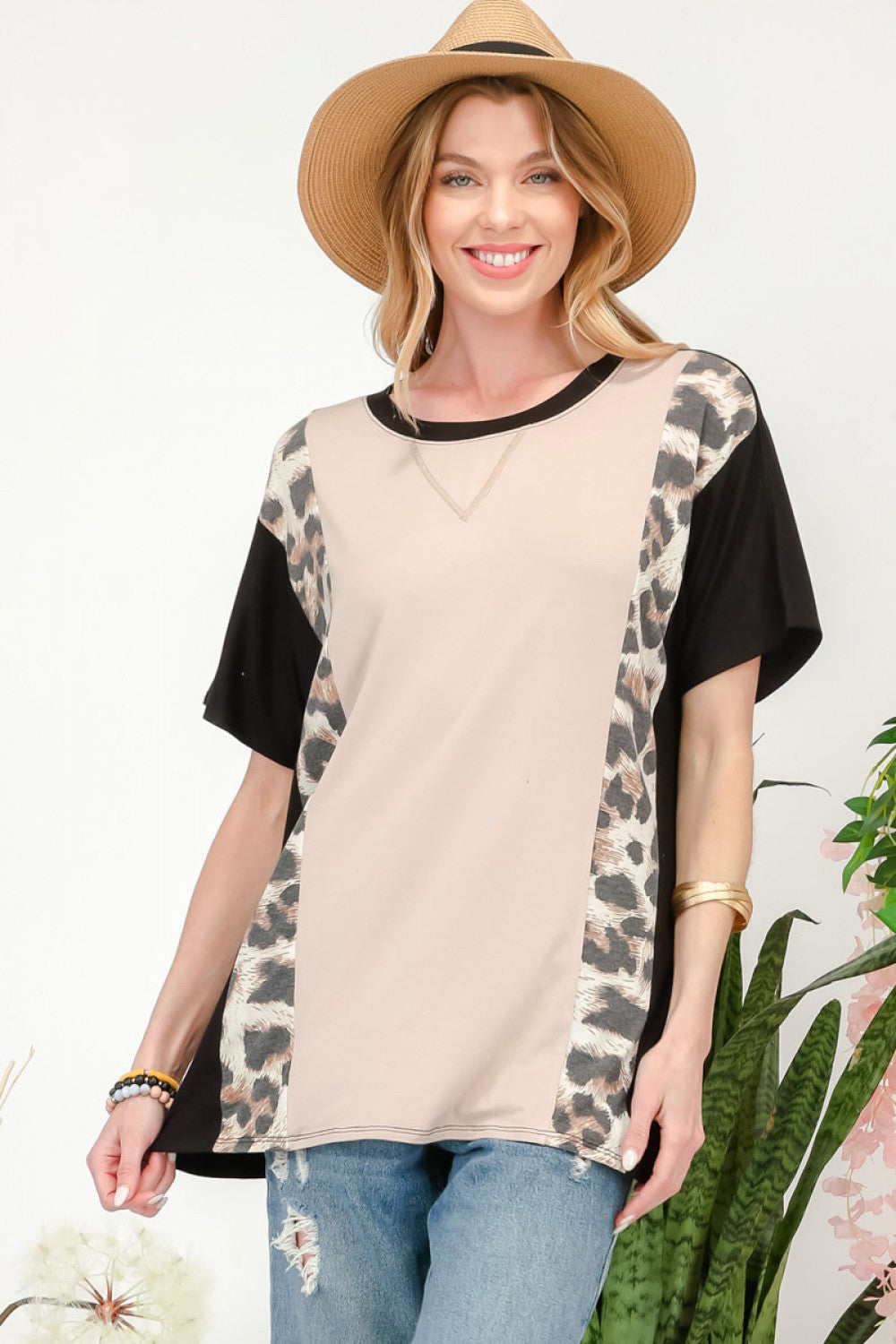 Leopard Color Block T-Shirt