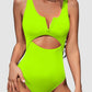 Cutout Notched Wide Strap One-Piece Swimwear