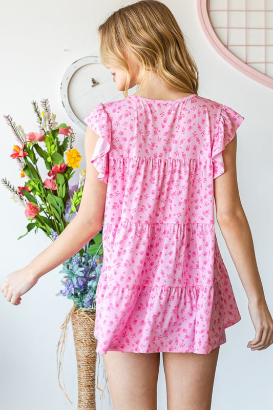 Floral Ruffled Tiered Top