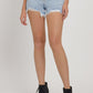 RISEN High Rise Rhinestone Strap Embellished Denim Shorts